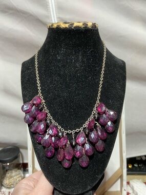 Statement Teardrop Bib Necklace in Purple